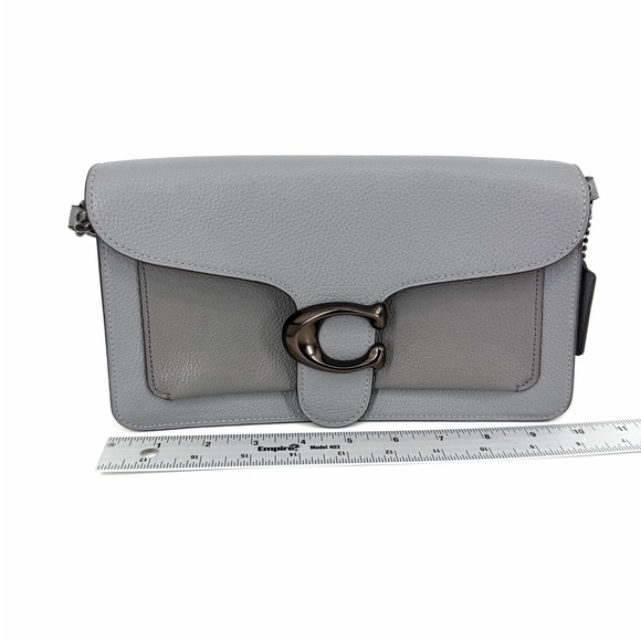 ✨Coach Tabby Pebbled Gray Granite Colorblock Shoulder Crossbody Bag Excellent - Picture 9 of 16